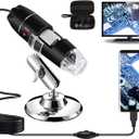 USB Digital Microscope 40X to 1000X, 8 LED Magnification Endoscope Camera with Carrying Case & Metal Stand, Compatible for Android Windows 7 8 10 11 Linux Mac (Not for iPhone/iPad)