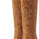 Rollda Cowboy Boots for Women Cowgirl Boots Embroidered Knee-High Western Boots Pointy Toe with Chunky Heel