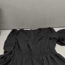 FAIABLE Mini Deep V Sexy Long Sleeve Dress for Women A-line High Waisted Casual Flowy Dress for Cocktail Wedding Guest (Black, XL)