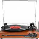 Vinyl Record Player with Speakers,Bluetooth Portable Turntable for Vinyl Records,Phonograph LP Player with 3 Speed USB RCA in Vintage Brown