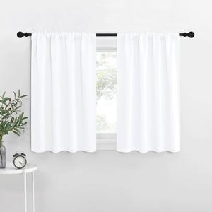 NICETOWN RV Curtains for Camper Windows, White Curtains for Kitchen Window, Home Decoration Light Filtering Drapes for Small Window (34" Wide by 30" Long, 1 Pair)