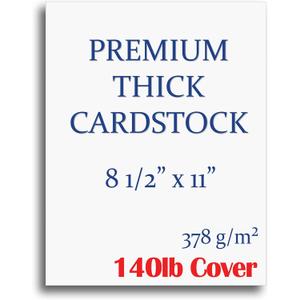 Extra Heavy Duty 140lb Cover Cardstock - Bright White - 379gsm 18pt Thick Paper - 8-1/2" x 11" (50 Sheets Pack)