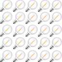 Brightown G40 Replacement LED Light Bulbs, 25 Pack Clear Globe Bulb fits E12 C7 Candelabra Screw Base Sockets, 1.5 Inch Dimmable Edison Light Bulbs for Indoor Outdoor Patio Decor, Warm White