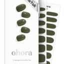 Ohora Semi Cured Gel Nail Strips (N Cream Moss) - Green, Solid, Works with Any UV/LED Lamps, Salon-Quality, Long Lasting, Easy to Apply & Remove