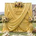 10ft x 10ft Gold Sequin Backdrop Curtain for Parties, Wrinkle Free Thick Glitter Photo Backdrop Drapes 2 Panels 5x10FT Shimmer Back Drop Cloth Shiny Fabric for Wedding Birthday Photography Background
