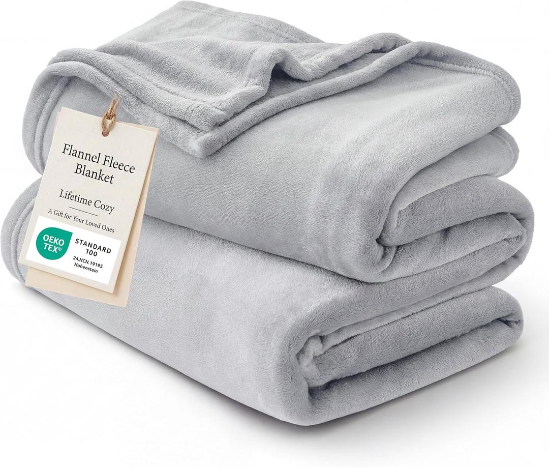 Bedsure GentleSoft Bedding Fleece Blanket for Girls and Boys - Soft Cozy Cute Small Throw Blankets for Travel, 43x55 Inches, Light Grey