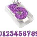 4 x Birthday Number 6 Candles,Purple Crown Birthday Candles for Cake,Glitter Sequins Number Candle Cake Topper Sequins for Anniversary Supplies Birthday Party Wedding Decoration (Purple, Number 6)