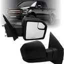 Passenger Side Mirror Compatible With 2015-2020 Ford F150 With Power Glass Non-Heated Without Turn Signals Texture Black FL3Z17682AK 3-Pins