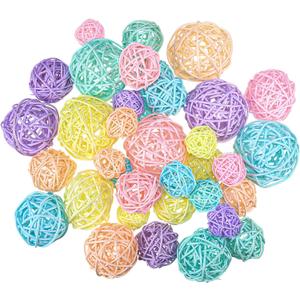 Patelai 72 Pcs Wicker Rattan Balls Decorative Balls for Vase Centerpiece Bowls Orbs Filler for Spring Summer Craft Home Decor, 4 Sizes (Macaron Color)