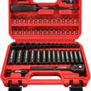 64-Piece 1/4" Drive Impact Socket Wrench Driver-Bits Set, Cr-V Metric&SAE Deep and Shallow Socket Set, S2 Power Bits with Quick-Release Ratchet Handle, Universal Joint, Bit Holder, Power Drill Adapter