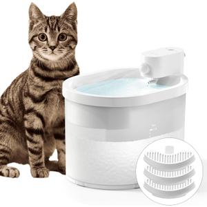 uahpet Cat Water Fountain, Wireless & Battery Operated 67oz/2L Automatic Pet Water Fountain for Cats & Multiple Pets