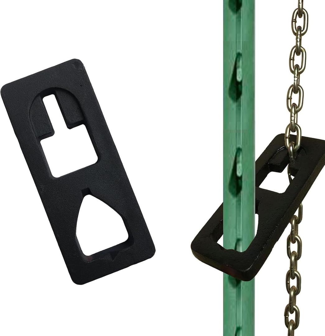 2 PCS T Post Puller Plate - Cast Iron Heavy-Duty Steel - Farm & Garden Equipment for Quick Removal of T Posts,Use Different Gauges of Chain,Tractor Bucket,Handyman Jack or a S Hook