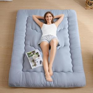 Japanese Floor Mattress, 3.5" Thicken Futon Mattress Tatami Mat, High Density Foam Support for Adult Kids Sleep, Portable Futon Sofa Bed for Camping, Pet Mat, Twin 80"x 39"Silver Gray