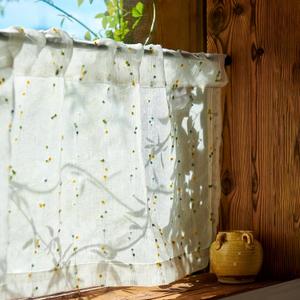 jinchan Semi Sheer Kitchen Curtains for Window 24 Inch Mini Pom-Pom Voile Tier Curtains Light Filtering Small Drapes for Bedroom Living Room Rod Pocket 2 Panels Sunlit Grove