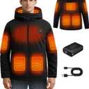 Mens Heated Jacket with App Control, 20000mAh Battery Pack, 8 Heating Zones Electric Heated Coat (Large)