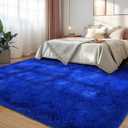 9x12 Large Area Rug, Bright Blue Soft Ultra Fluffy Plush Rug