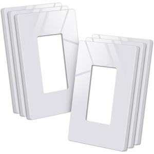 CML Screwless Wall Plate Cover, 1-Gang Mid-Size 4.88" x 3.12", Midway Faceplate Cover for Decorator Receptacle Outlet & Switch, UL Listed, 6 Pack, White