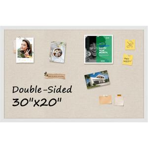 MaxGear Double-Sided Linen & Cork Board, 30" x 20" Large Bulletin Boards with White Frame, Picture Display Corkboards for Wall Decor, Vision Board for Office, School, Home