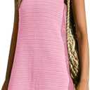 PRETTYGARDEN Women's Crochet Coverups 2025 Summer Resort Swimwear Bathing Suit Knit Cover Up Dress Beach Vacation Clothes (XX-Large, Pink)