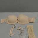 Strapless Clear Back Strap Convertible Bra with Lace Padded Underwired Plus Size Brassiere (32D, Nude)