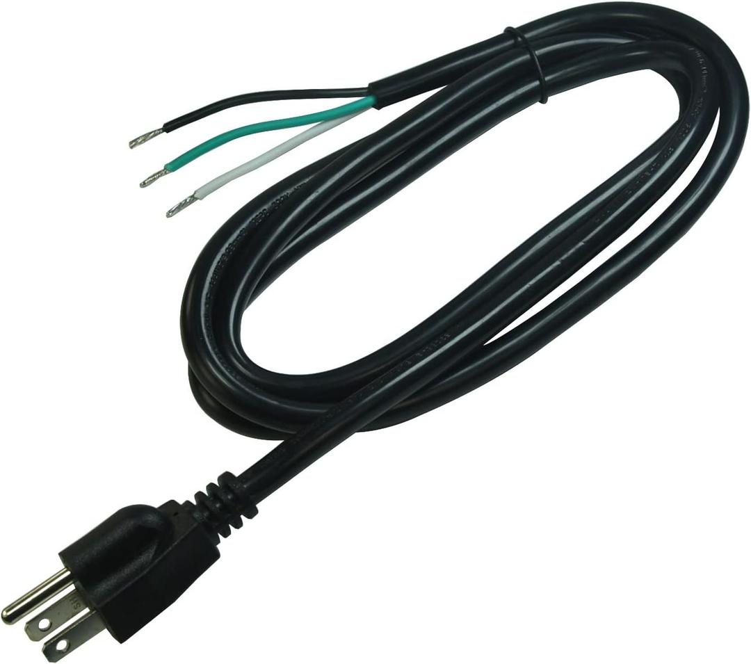 14 AWG Replacement AC Power Cord with Open End -3 Prong 6 Ft Black Heavy Duty Extension Cable Pigtail, 14/3 SJTW, NEMA 5-15P,15A, 1875W 125VAC