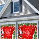 Christmas Garage Door Cover, 13x6ft Large Garage Door Christmas Decorations, Santa Claus Snowman Cover Banner Backdrop for Xmas Indoor Outdoor Decor Party Photo Background Decoration (Red)