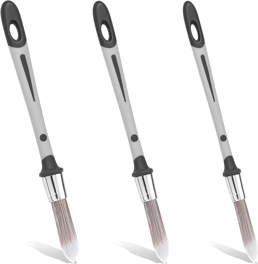 3Pcs Trim Paint Brushes, 0.45/0.6/0.7 Inch Small Paint Brushes for Walls, Edge Painting Tool for Baseboards, Corners, Touch Up Painting and Detail Work