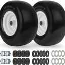 GICOOL 13x6.50-6 Flat Free Lawn Mower Tire and Wheel, Solid Smooth Zero Turn Mower Front Tire Assembly, with 3/4" & 5/8" Bearing, 4"-6.5" Centered Hub, Compatible with Lawnmower Garden Tractor, 2 Pack