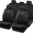 Skechers Memory Foam Car Seat Cover Full Sets, Hexcomb Breathable Thick Seat Covers, Airbag Compatible, Automotive Comfort & Protection for Most Cars,Van,Trucks, SUVs (Black,Full Set)