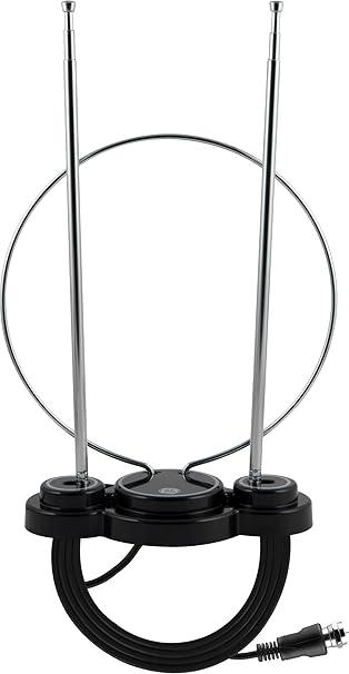 GE Traditional Rabbit Ear HD Digital TV Antenna, Long Range Smart TV Antenna, Extendable 15in Rabbit Ear Dipoles and Ciruclar Loop, Supports 4K 1080P HD Smart TV VHF UHF, Compact Design, 33676 GE Traditional Rabbit Ear HD Digital TV Antenna, Long Range Smart TV Antenna, Extendable 15in Rabbit Ear Dipoles and Ciruclar Loop, Supports 4K 1080P HD Smart TV VHF UHF, Compact Design, 33676