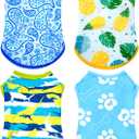 PET SHOW 4 Pack Summer Dog Shirts for Small Dogs Boy UPF 50+ UV Sun Protection Cooling Clothes Tank Top Shark Puppy T-Shirts Pet Holiday Party Sleeveless Vest Blue(Medium)