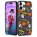XIMIZU Case for iPhone 14 Pro Max Halloween Ghost Pumpkin Design,Black Matte Soft Slim Fit TPU Anti-Scratch Shockproof Protective Cover Phone Case for iPhone 14 Pro Max