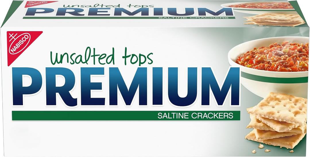 Premium Unsalted Tops Saltine Crackers, Lunch Snacks, 16 oz