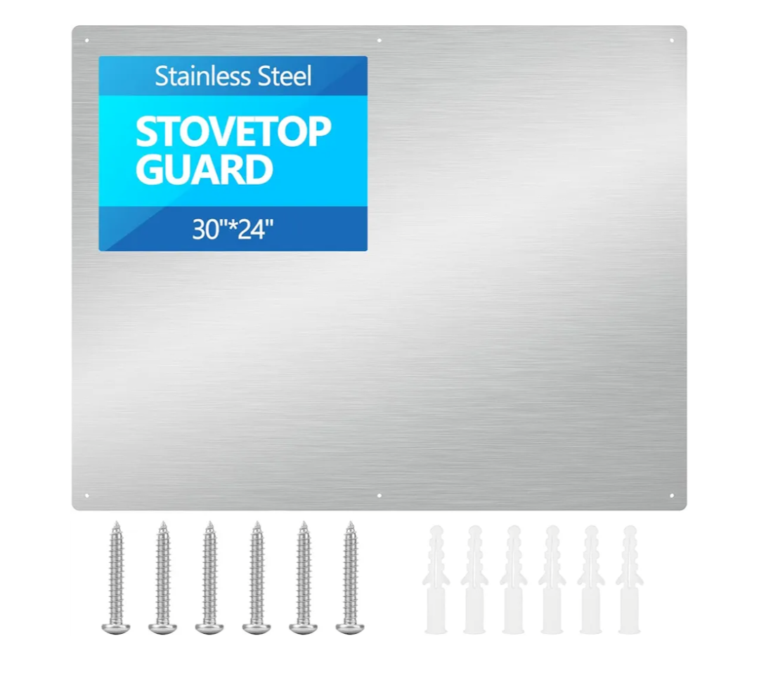 30" x 24" Thicken Heavy Range Hoods Stainless Steel Backsplash,Panel Splatter Guard for Stovetop,6 Pre Drilled Holes for Easy Installation,Keep the Walls Clean, Bright and Beautiful (30" x 24")