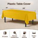 Exquisite 12-Pack Premium Plastic Tablecloth 54in. x 108in. Rectangle Table Cover - Yellow