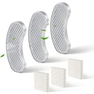 3-Pack Filters Replacement & 3-Pack Pre-Filter Sponges for 9~12 Weeks Usage, Compatible with All Petlipo Water Fountain for Cats Dogs