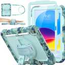 SEYMAC stock Case for iPad (A16) 11th/10th Generation 11''/10.9'' 2025/2022, Full-Body Drop Protection Case with Screen Protector &360 Rotate Hand Strap/Stand, SkyBlue Camo