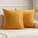 MIULEE Velvet Throw Pillow Covers 20x20 Inch, Pack of 2 - Gold, Soft Solid Decorative Pillow Covers Cushion Cases Modern Luxury Home Decor for Couch Sofa Bedroom Livingroom