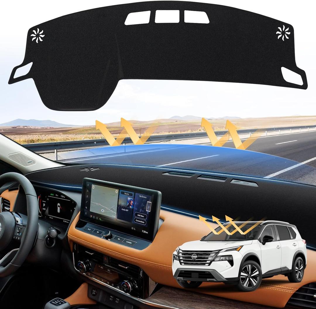 Sunsdrew Dash Cover for 2022-2025 2026 Nissan Rogue Dashboard Cover Mat for Rogue Accessories Sunshade Nonslip Mesh Protector No Glare