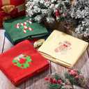 Hahafelt 4 Pcs Christmas Hand Towels 13.7 x 28.7 Inch Large Soft Cotton Embroidered Christmas Bath Towel Set Absorbent Thicken Xmas Towels Decorative for Home Bathroom Kitchen Dish (Vintage)