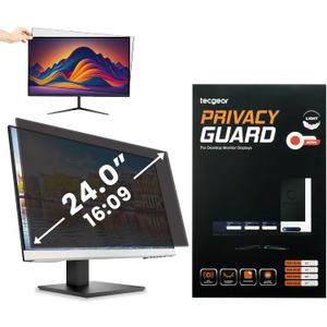 Privacy Screen Filter 24 Inch Anti Spy Monitor Filter | Anti Glare Blue Light Blocking Screen Protector | 60 Degree Viewing Angle Computer Privacy Shield | Reusable Adhesive Frame | Eye Protection
