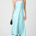 Women's Oona Satin Strapless Midi Dress Pastel Turquoise, Size XS