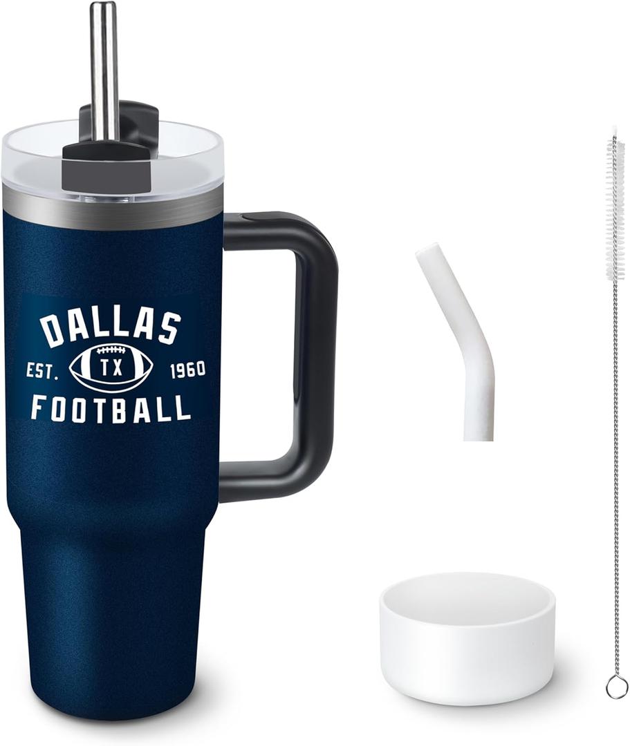 Tumblers 40oz Straight Skinny Car Cups Sports Travel Coffee Mug, Stainless Steel, Insulated,Classic Collection Gifts for Men Women Fans (Dallas C)