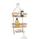 Moorefield Gold Shower Caddy Hanging Organizer | Rustproof Bathroom Shelf with Hooks & Basket Storage | Over Showerhead Caddy for Shampoo, Soap, Towels | Sleek Bathroom Organizer | Gold