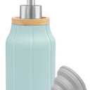 Striped Soap Dispenser,16 Oz Hand Soap Dispenser for Bathroom & Kitchen Countertops,Soft Touch Hand Lotion Dispenser with Pump, Durable and Stylish Design,Packaging Includes Silicone Funne (Blue)