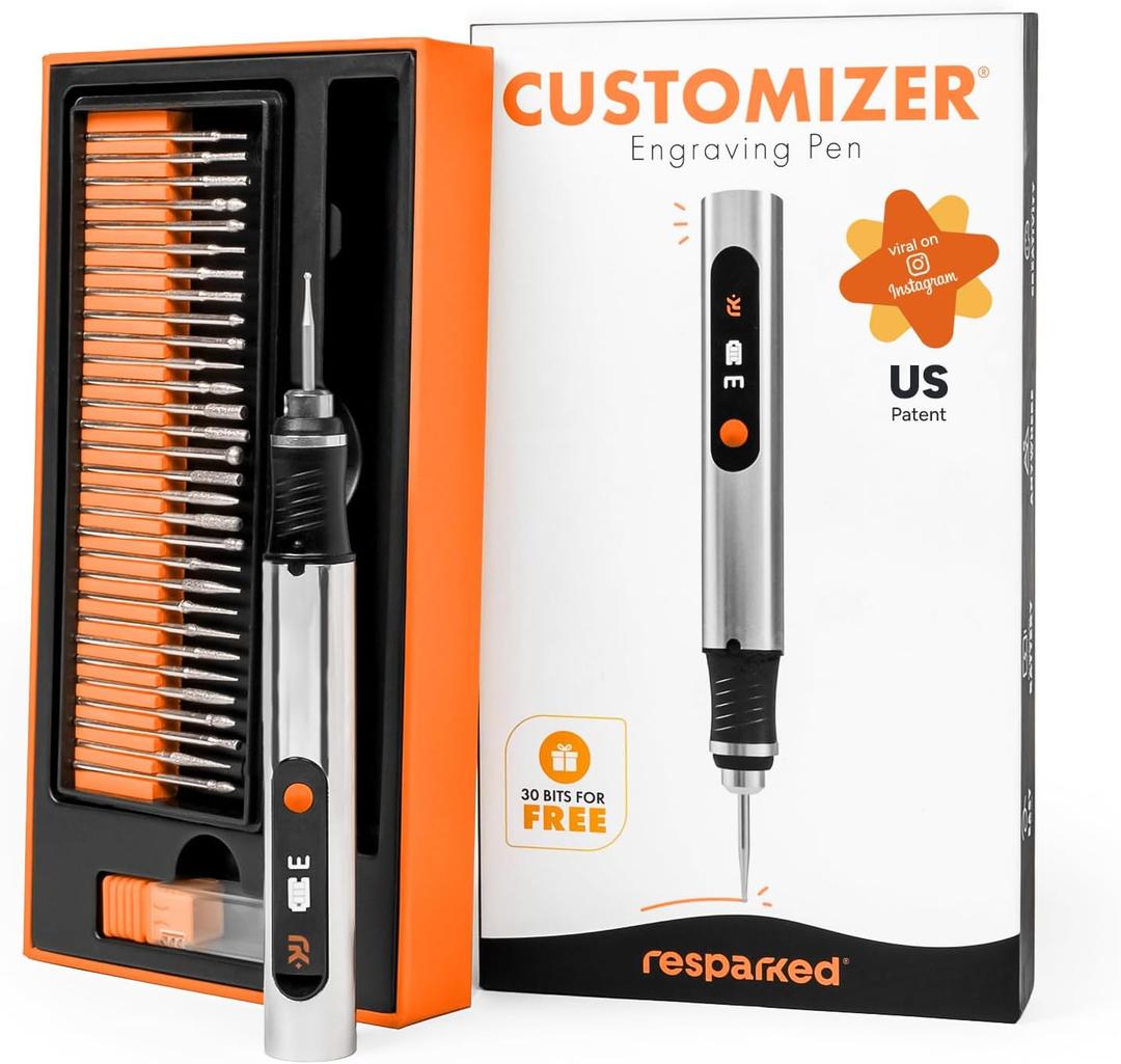 Customizer Engraving Pen (Formerly Culiau): Ultimate Cordless Portable Tool for Artists & DIYers - Engrave 50+ Surfaces - Beginner Friendly - Rechargeable - Free 30 Bits & Mastery Guide
