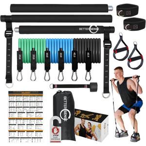 Upgraded Pilates Bar Kit  39 Adjustable Exercise Equipment for Men, Women with 6X 20, 30, 40 lbs Resistance Bands with Adjustment Buckle  Pilates Equipment for Home Workouts for All Fitness Levels