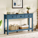 Treocho 53.1" Console Table with 3 Drawers, Modern Entryway Table, 2-Tier Narrow Long Sofa Table Behind Couch Table for Living Room, Hallway, Blue