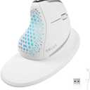 DELUX Seeker Ergonomic Mouse Wireless, Vertical Mouse with OLED Screen, 6 Buttons&Thumb Wheel Function, Silent Click, Up to 7200DPI, Programmable, Rechargeable, BT/2.4G/Wired, RGB Light(M618XSD-White)