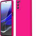 oakxco for Moto G 5G 2022 Case Liquid Silicone, Neon Bright Solid Color, Soft Rubber Gel Elegant Aesthetic Cover, Thin Slim TPU Matte Plain Smooth Case for Women Girl Cute, Hot Pink Fuchsia